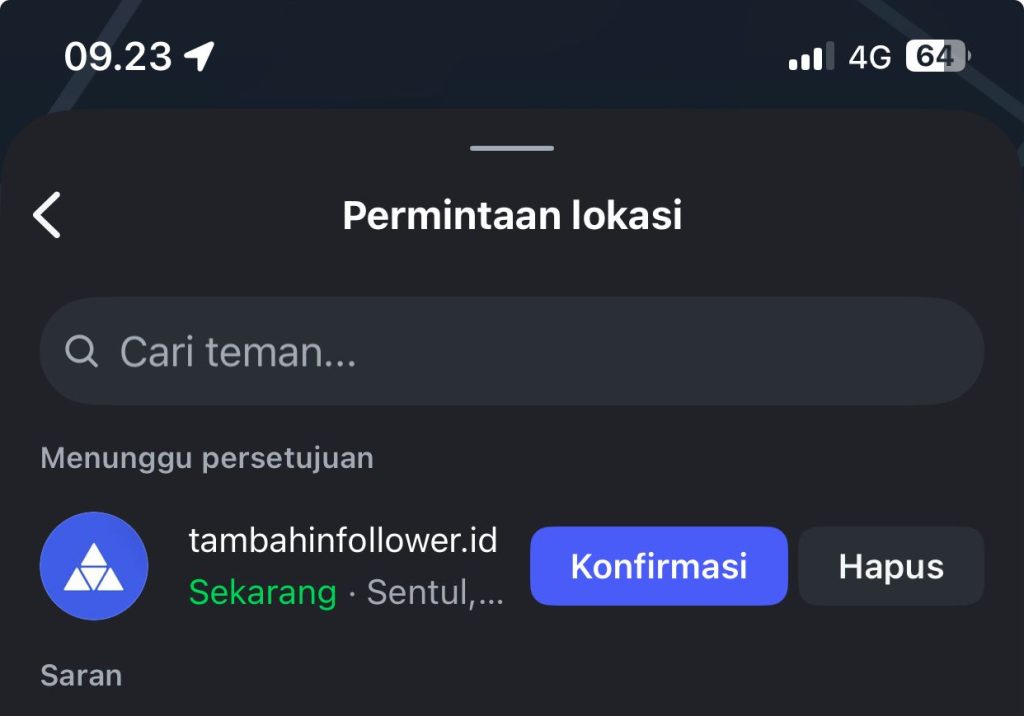 cara instagram map permintaan lokasi