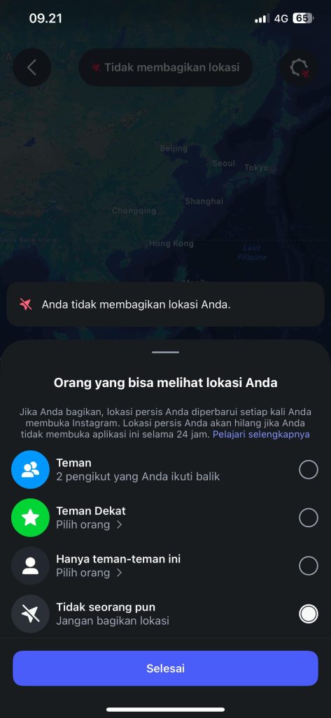 Cara Mengatur Preferensi Berbagi Lokasi Instagram Map